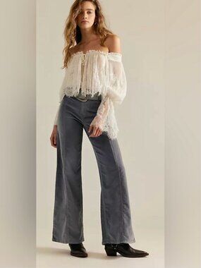 Free People NWT We The Free Libre Cord Wide-Leg Jeans Mockingbird